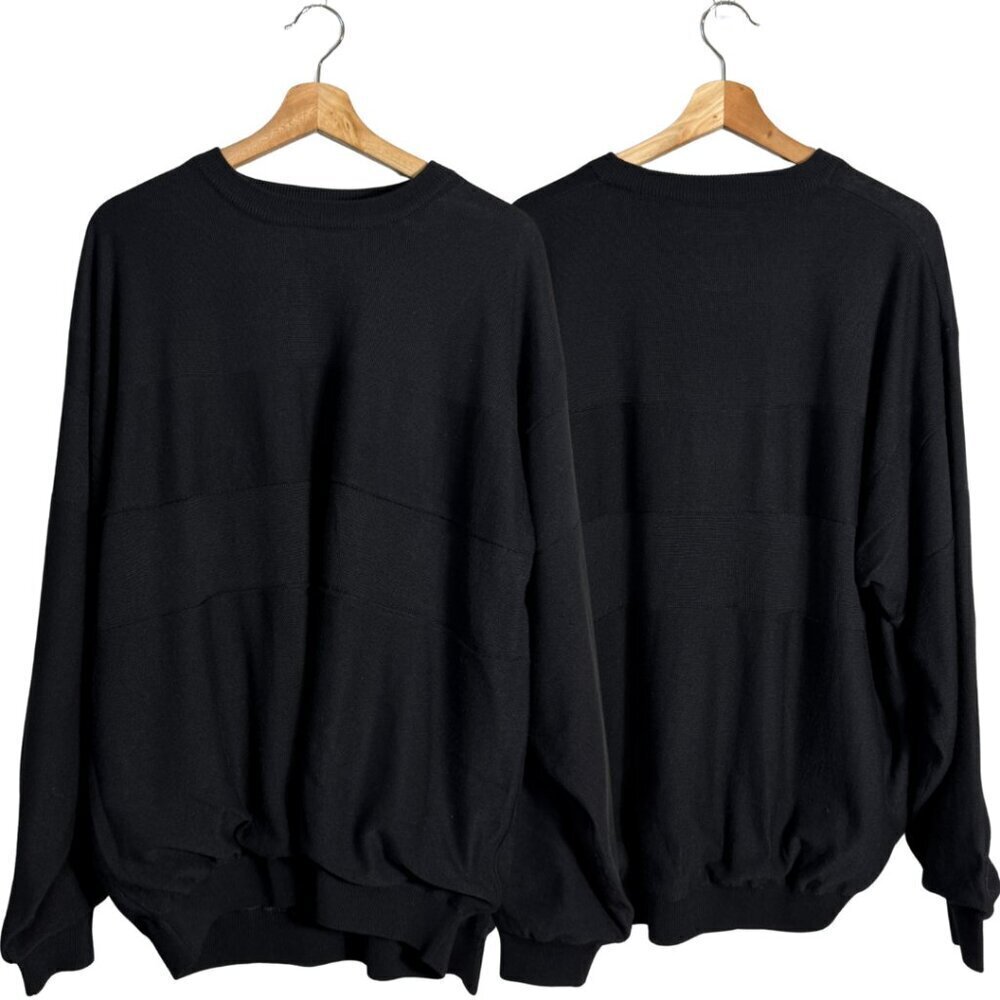 Cutter & Buck Merino Wool Nylon Lined Crewneck Sweater Pullover Mens Large Black